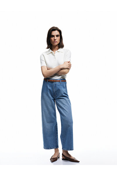 Koton Yüksek Bel Pamuklu Geniş Paça Jean Pantolon - Wide Leg Jeans