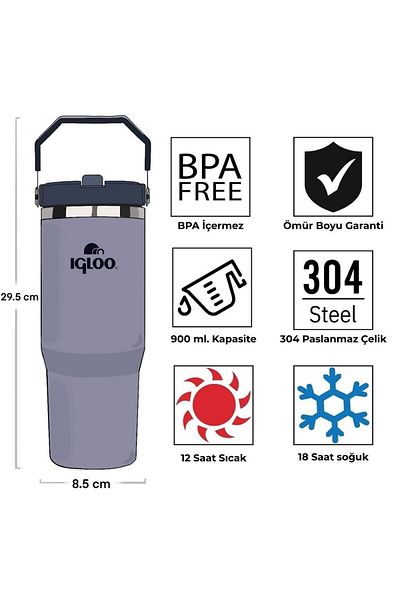 IGLOO Powder Thermos 900ml Flask Navy Blue