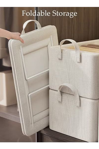 Generic صندوق تخزين ملابس قابل للطي، منظم تخزين، خزانة ملابس قابلة للغسل، مكون من 3 قطع