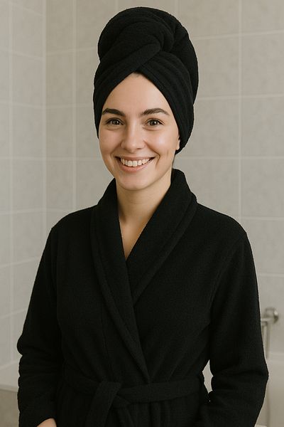 embays collection Button Elastic Hair Towel, Hair Cap, Makeup Cap, Facial Care Towel, Hair Drying after Bath