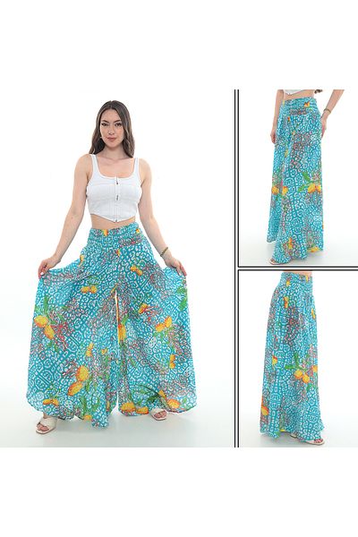 NAVAJO 100% Cotton Beaded Patterned Palazzo Pants – Wide Leg, Summer Unlined