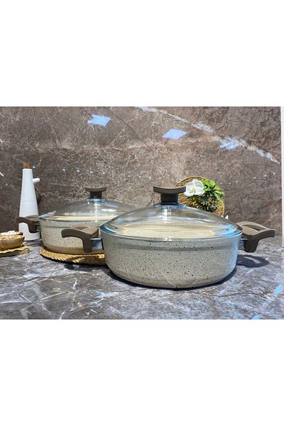 Elvira Granite 2-Piece Oblate Pot Bakelite Handle (24-28 cm) Cream