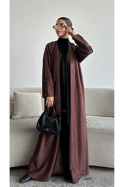 outline Brown winter abaya