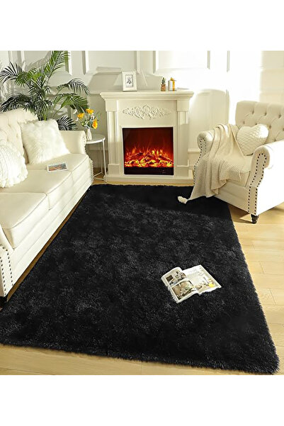 Estiva Home Black Post Plush Soft Washable Non-Slip Dot Base Antibacterial Li...