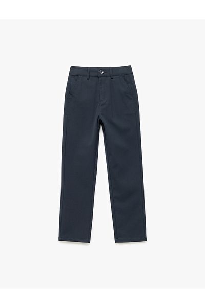 Koton Viscose Blended Slim Fit Button Pocket Detailed Basic Trousers