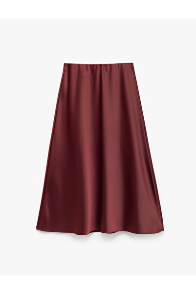 Koton Standard Waist Flared Midi Length Satin Skirt