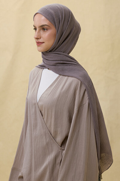 FENZA SCARF Tasseled 50% Cotton Brice Shawl - Warm Gray