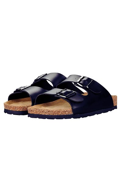 GEZER Men's Slippers Summer Double Buckle Navy Blue 14635