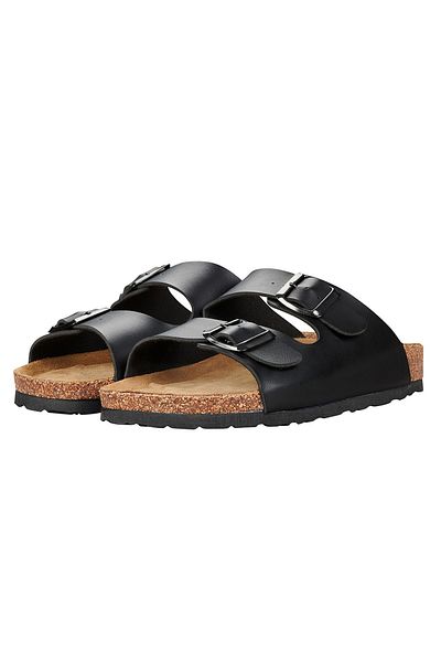 GEZER Men's Slippers Summer Double Buckle Black 14635