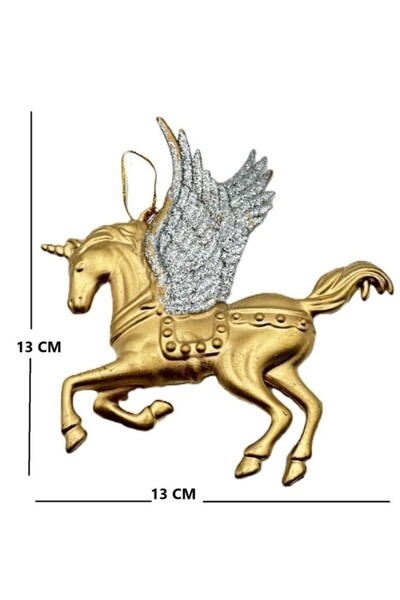 BeySüS Yılbaşı Çam Ağacı Süsü Unicorn Asma Süs Gold 10 Cm