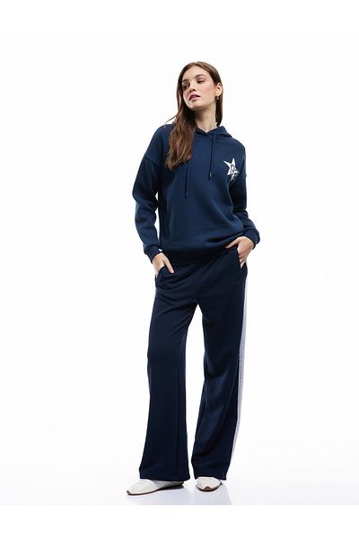 Koton Long Sleeve Hooded Hooded Oversized Sweatshirt with Printed Back