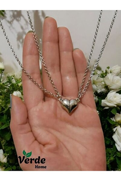 VerdeHome 2'li Mıknatıslı Kalpli Çift ,sevgili & Arkadaşlık Kolyesi Hediyelik, Anneler Günü Hediyesi