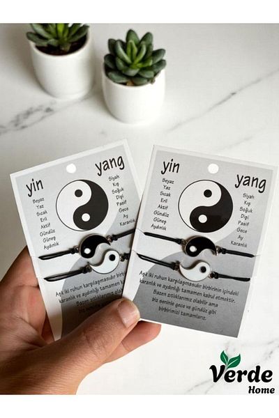 VerdeHome 4 Pieces (2 Pcs) Ying Yang Gift, Couple Bracelet, Lover Bracelet, Friendship Bracelet