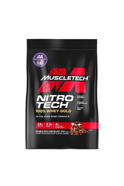 MUSCLETECH Nitro Tech Ultra-pure Whey Protein, Double Rich Chocolate, 8 Lb, Formula For Fast Recovery