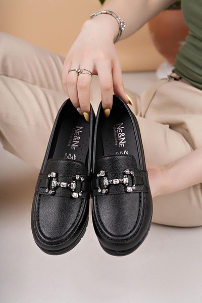 Nesil Shoes Neyna 1047 Black Wedge Heel Women's Shoes