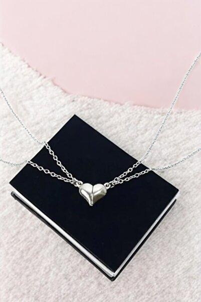 VerdeHome 2'li Mıknatıslı Kalpli Çift ,sevgili & Arkadaşlık Kolyesi Hediyelik, Anneler Günü Hediyesi