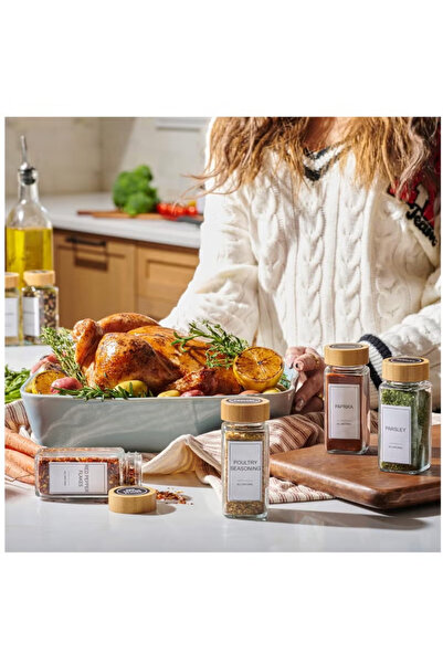 sharpdo 12 Pcs Glass Spice Jars 4oz Empty Square Spice Containers