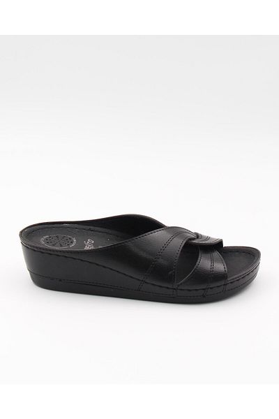 Nesil Shoes Γυναικείες παντόφλες Bento 15036 Black Wedge Heel Ανατομικές