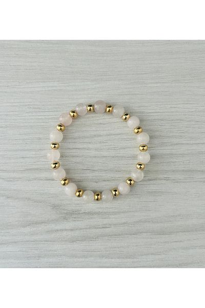MK tasarım Real Pink Quartz Stone Bracelet Mk001