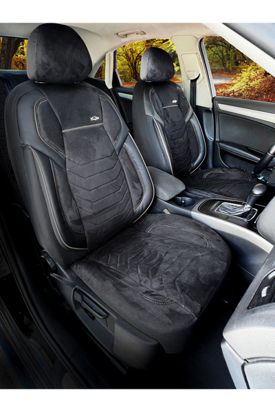 KONFORUM طقم غطاء مقعد السيارة الأمامي والخلفي من قماش Nubuck المخملي Lorenzo...