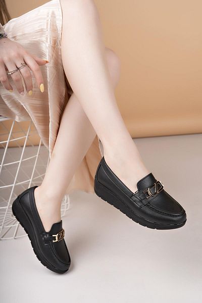 Nesil Shoes Neyna 1044 Black Wedge Heel Women's Shoes