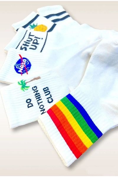 Esinti 6 ζευγάρια κάλτσες με βαμβακερά σχέδια – Unisex Long College & Sneaker Συμβατές γυναικείες ανδρικές κάλτσες
