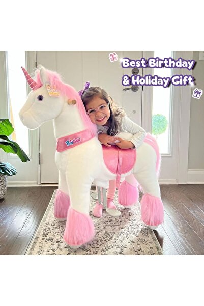 PonyCycle Official Licensed Kids Riding Horse Toy With Brake Best Gift For Kids-pink
