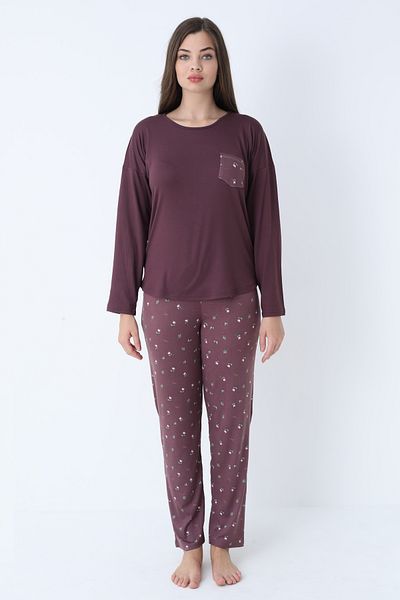 TURAY Weekend Lights Bamboo Uzunkol Women's Plum Pajamas Set