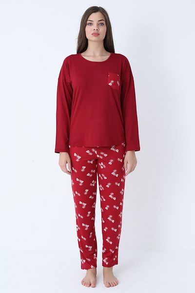 TURAY Weekend Lights Bambu Uzunkol Set de pijamale pentru femei Bordeaux