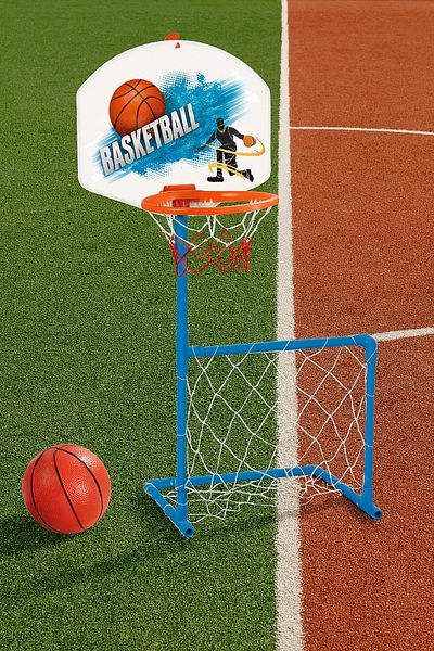 Boldy Basketball and Football Game Set of 2 - Miniature Goal, Garden Sports Set