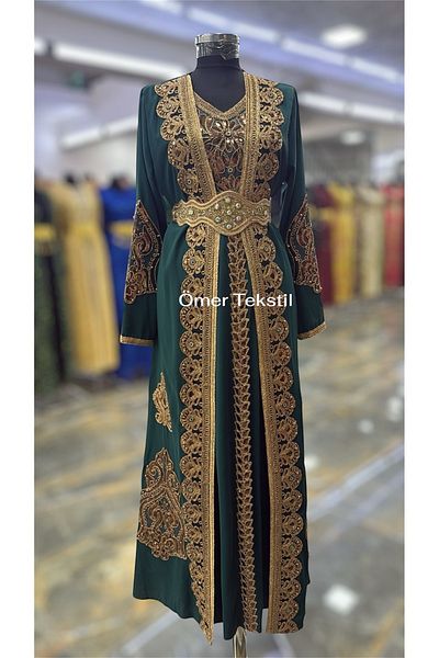 MODA Rochie de seară caftan de nuntă cu centură pentru femei locale