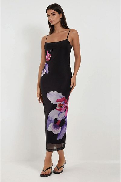 Hiccup Φόρεμα με λουλούδια Bodycon Maxi με λουράκι