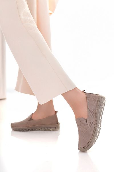 Deripabuc Silver Genuine Leather Women's Ballerinas - Dp75-0701