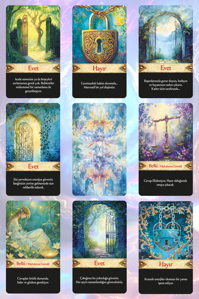 İkilem Yayınevi Evrenden Cevaplar Tarot Kehanet Destesi / 90 Açıklamalı Evet Hayır Belki Kartı