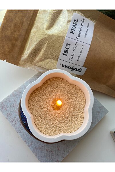 grafimum Sarı Sesefli Inci Tozu Mum Sonsuzluk Tozu Mum Doğal Mum Kokusuz Mum 20 Adet Fitil Ile 100gr