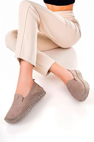 Deripabuc Silver Genuine Leather Women's Ballerinas - Dp75-0701