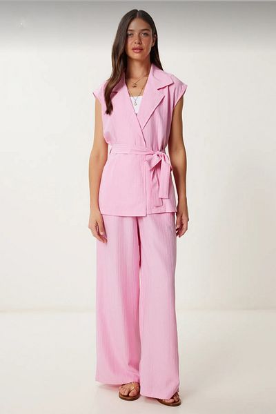 Safgiyim44 Vest Linen Suit Pink