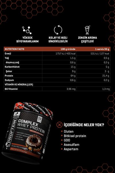 Proftein Nutrition Whey Complex Protein 500g 15 Servings Chocolate Flavored
