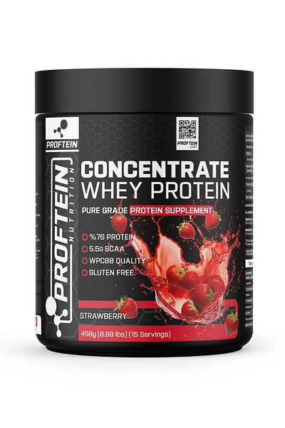 Proftein Nutrition Whey Concentrate Protein 450g 15 Servings Strawberry Flavored