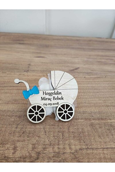 Miracix 20 Adet Ahşap Bebek Arabası Magneti, Mevlit, Yenidoğan Hediyelik