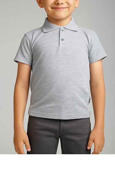 FATELLA Unisex Children's Youth Polo Collar Short Sleeve Normal Pattern Plain...