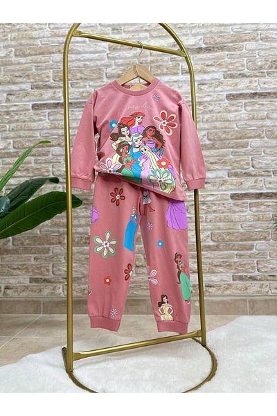 Magu Girls' Cotton Disney Princess Printed Pajamas Set - Floral Pattern