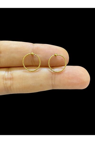 Arescollection Surgical Steel 2 Pieces Thin Twisted Model Ring Piercing