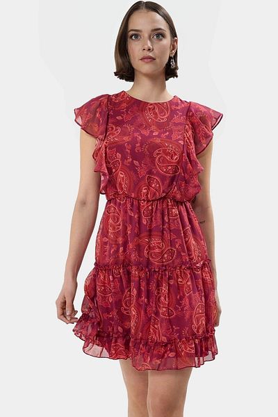 PayBuy Floral Pattern Mini Chiffon Dress Casual Summer Daily Wear Perfect Fit Zarifane Design