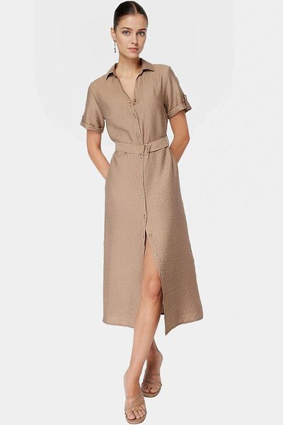 PayBuy Stylish Belted Midi Viscose Dress Comfortable and Elegant Design for Summer Daily Combinations