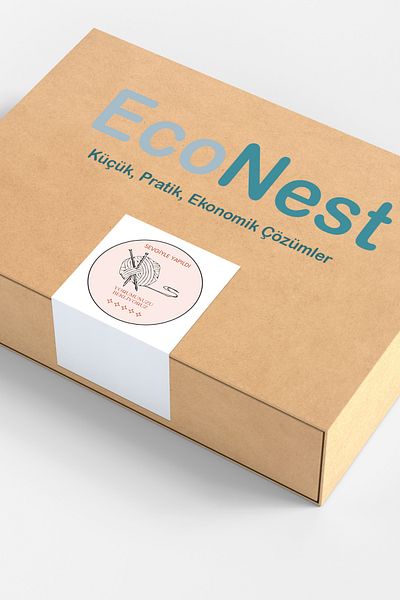 EcoNest Hand Knitted Handmade 102 Pieces 5X5 cm Art Sticker Packaging Gift Product Made with Love