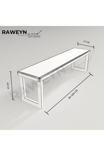 raweyn Hera Masif Ahşap Bahçe Bankı Bench Balkon Teras Metal Ayak 80cm