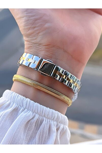 FERRO Small Case Vintage Model Steel Cord Ion Plated Case Women's Wristwatch+Bracelet B.Frv256.A05