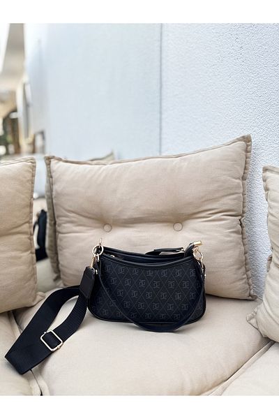 Shift Co Geantă neagră și geantă crossbody Farme Monogram