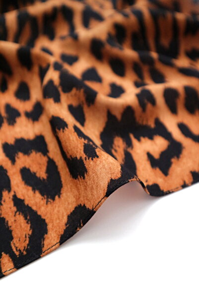 THE MOON Leopard Patterned Brown Cotton Scarf Bandana